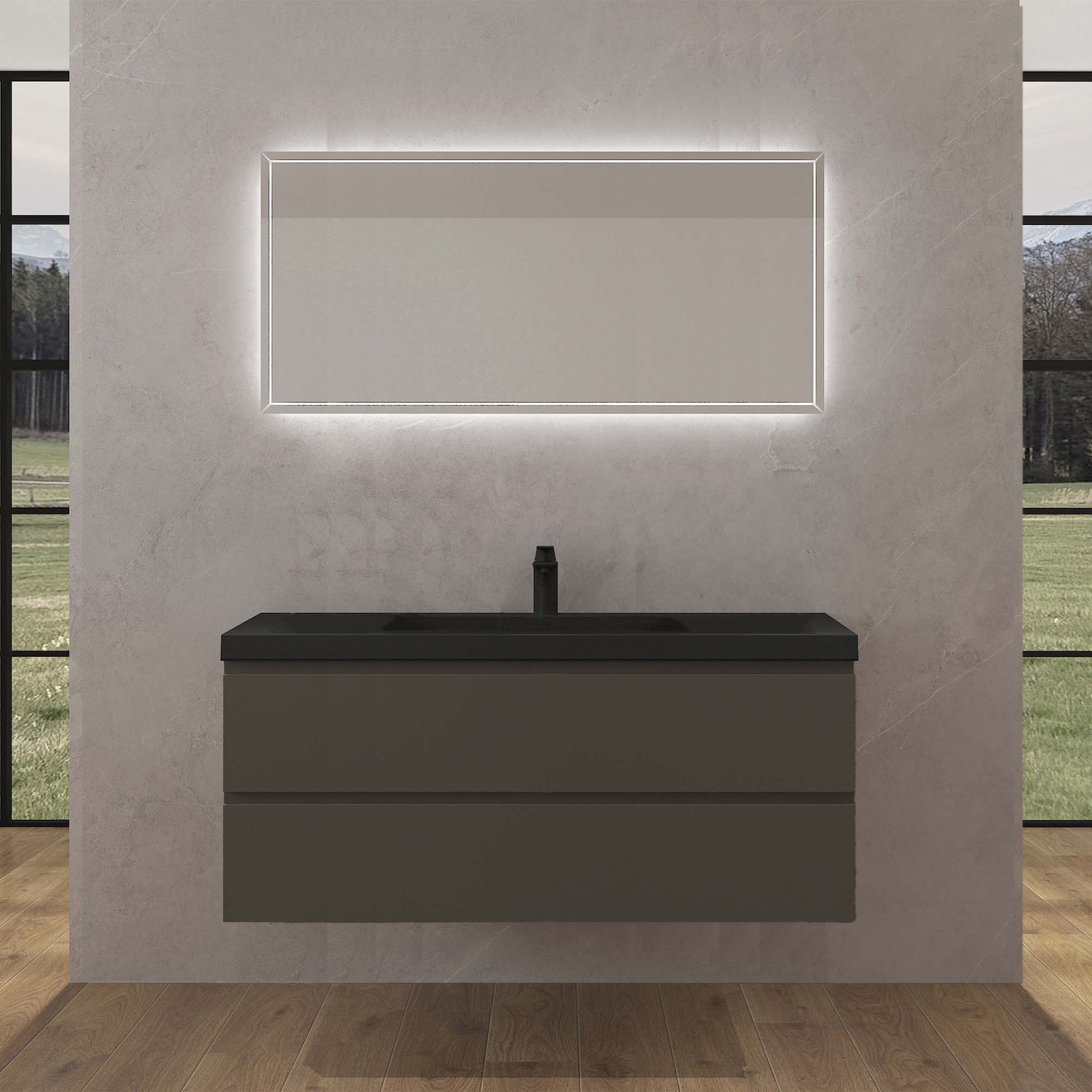 Lavamanos Malai Sobre Cubierta Rectangular sin Rebalse Negro - MK