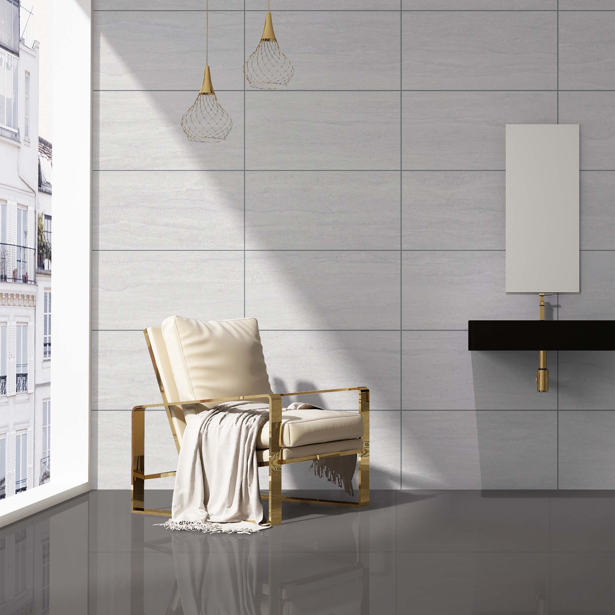 Porcelanato Venetto Vein Stripes White Mate 30x60 cm | mK.cl